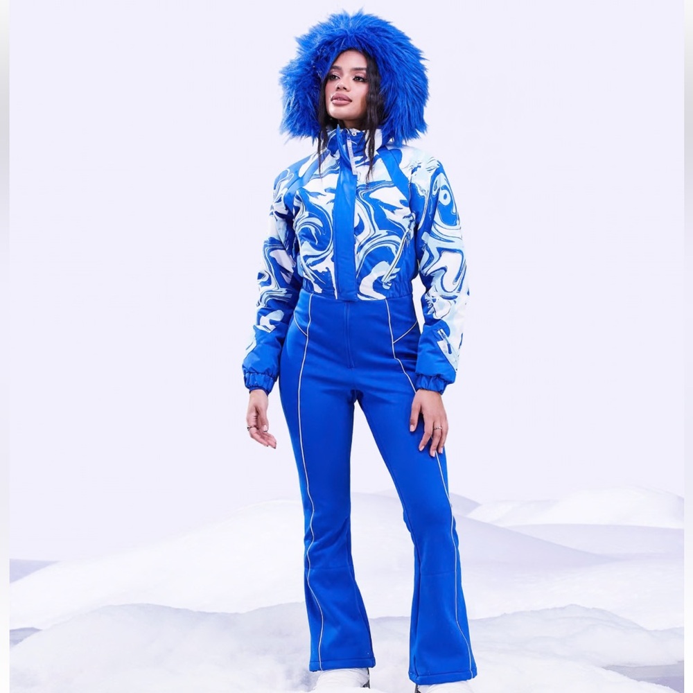 ASOS 4505 ski snow suit with blue swirl print size 0